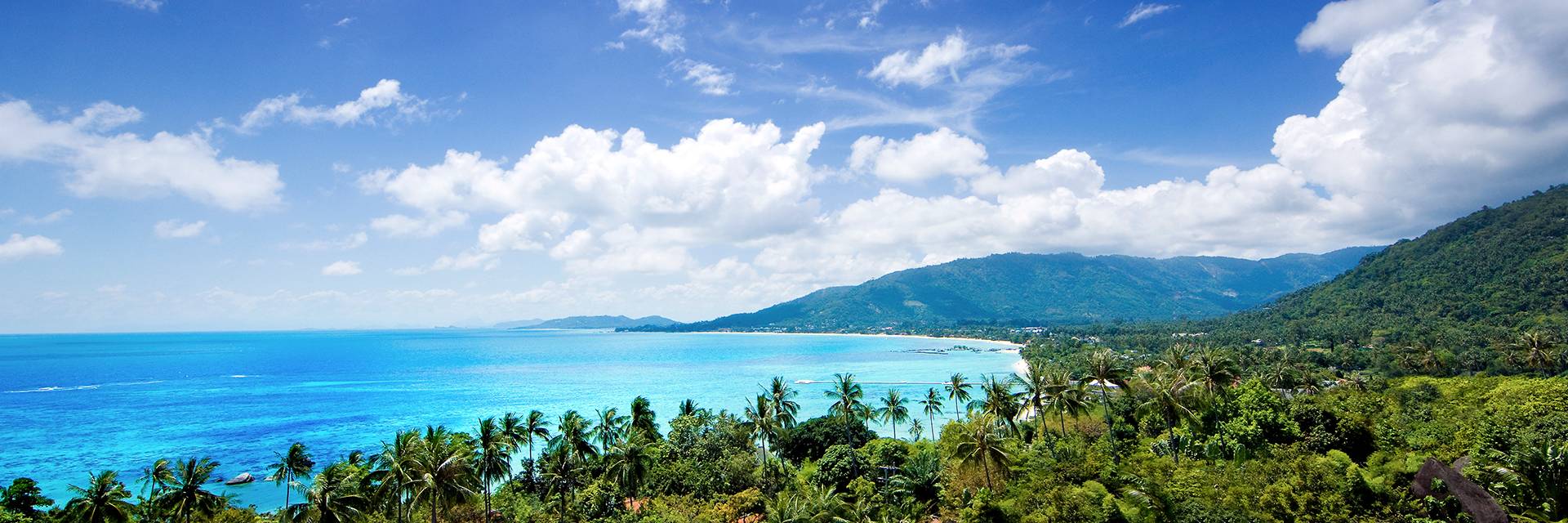 Tropical island with lush green trees, Koh Samui style